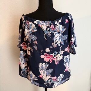 Floral Off-Shoulder Navy Top
